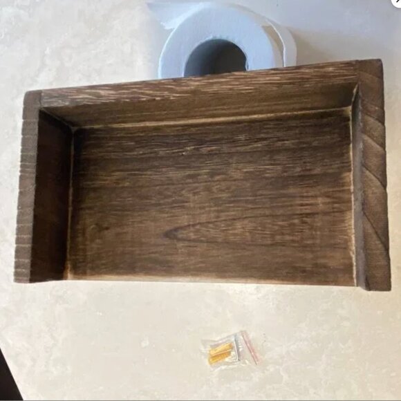 Rustic Wood Wall Mount Toilet Paper Holder with Phone Storage Shelf, NWOT - Picture 3 of 9